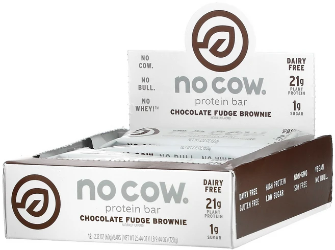 No Cow 프로틴바 초콜릿 퍼지 브라우지 12개입 각 2.12oz(60g) 1팩, 1개, 상세내용참조 - 쿠팡