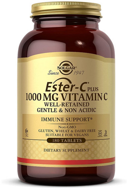 [1+1] Solgar 솔가 에스터C 플러스 비타민C 1000mg 180정 베지캡슐 ESTERC 비타민씨 에스터씨 감귤 바이오플라보노이드 아세로라 로즈힙 루틴 칼슘 아스코르브산염, 2개
