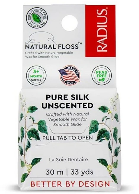 RADIUS 치실 내추럴 실크 이제 30% 얇아져 타이트한 치아에서 부드러운 미끄러짐 코코넛 오일이 주입된 핸드 스펀 플라스틱 프리 및 지속 가능한 포장 무향 33 YD - 1 - 쿠팡