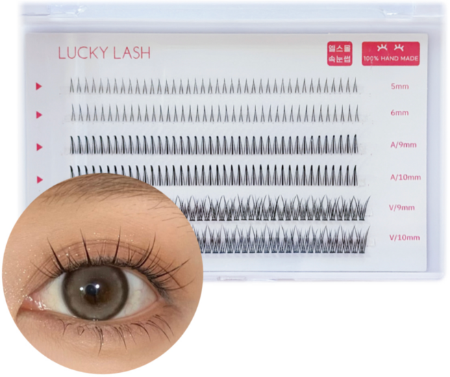 엘스몰 가닥속눈썹 부분 인조속눈썹 A형 V형 언더B 6줄세트, 1개