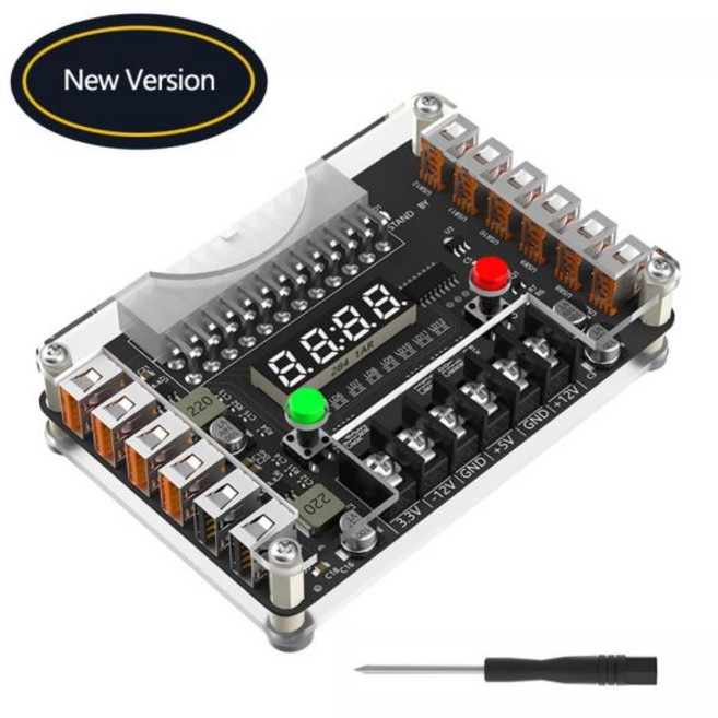 12포트 USB 3A 3.3V 5V 12V -12V 출력 전원 모듈 및 아크릴 케이스 키트 ATX 공급 장치 브레이크아웃 보드 컴퓨터 PC용, [01] 옵션1