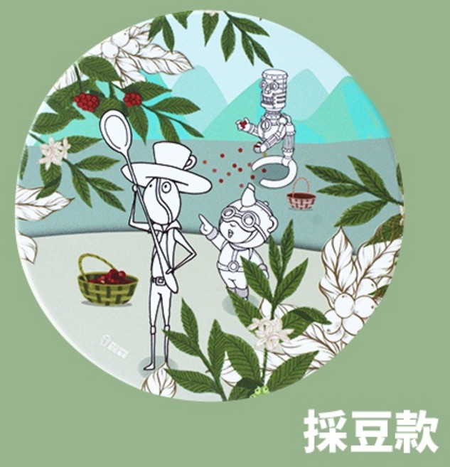 陶瓷吸水杯墊 鶯歌陶瓷 浮雕設計, 1個, 彩色-三人採豆款