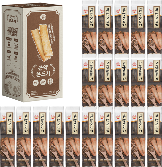더베러굿즈 곤약쫀드기 영양간식 곡물 쫀드기 개별포장, 1박스, 360g