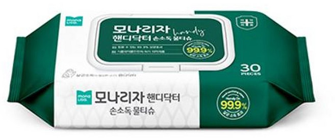 모나리자 핸디닥터 손소독 물티슈 30매 150x100x33mm, 30개