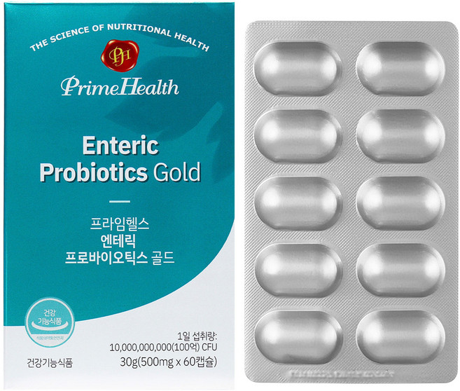 프라임헬스 엔테릭 프로바이오틱스 골드 60캡슐 100억 장건강 유산균 건강기능식품, 6개, 60정