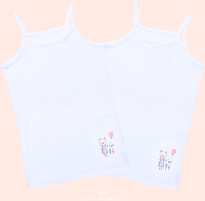 온웨어 여아용 무형광 순면 풍선곰 끈나시 2p