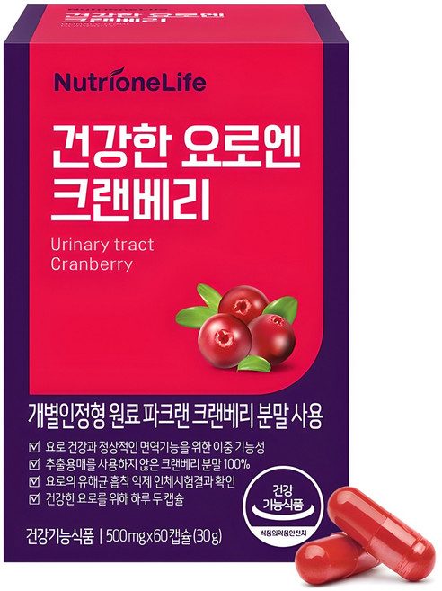 뉴트리원 건강한 요로엔 크랜베리, 60정, 1개