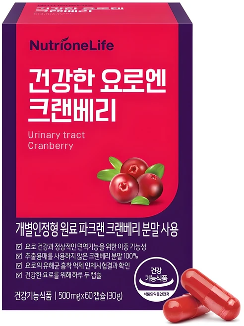 뉴트리원 건강한 요로엔 크랜베리, 60정, 1개 - 쿠팡