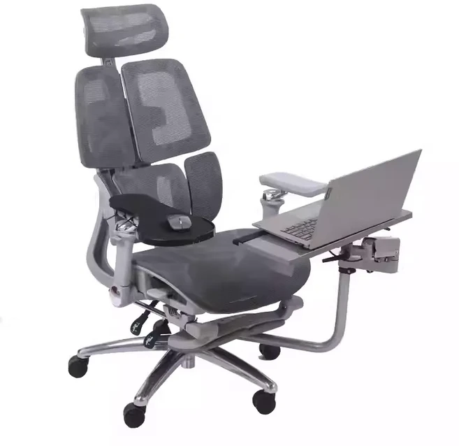 인체공학 공간확보 의자 부착형 키보드 마우스 트레이 높이 각도 조절 거치대, 1개, 블랙, 키보드 트레이 65cm