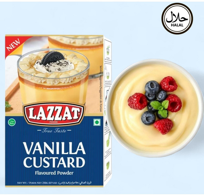 Lazzat Vanilla Custard Powder 250g 라자트 바닐라 커스터드 파우더 250g, 1개