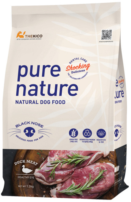퓨어네이쳐 그레인프리 가수분해 강아지 눈건강 사료 오리와 감자 5kg + 강아지껌 증정, 1개