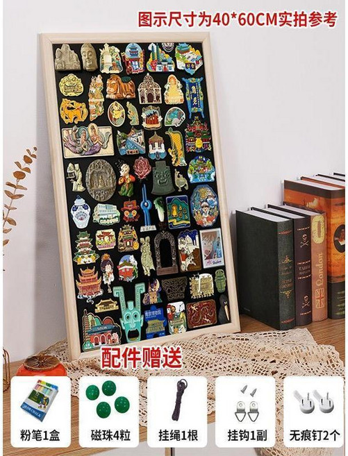 立式木質手寫小黑板 磁吸展示板, 原木色框磁吸板  不含冰箱貼 ,30x40cm, 1個