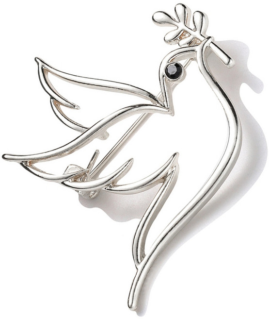 속이 빈 조각된 피스 비둘기와 브랜치 핀 빈티지 스타일 합금 비둘기 핀 액세서리 공식 의상용