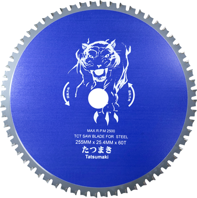 타쓰마끼 원형톱날 금속용 255 x 25.4 x 2.8 x 60T, 1개