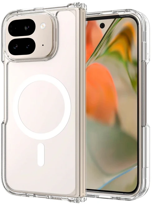 Google Pixel 10 Pro 폴드 케이스 ELVEV 마그네틱 지문 방지 무광택 +소프트 TPU 느낌 폰 케이스, 01 구글 픽셀 10 프로 폴드, 03 Transparent