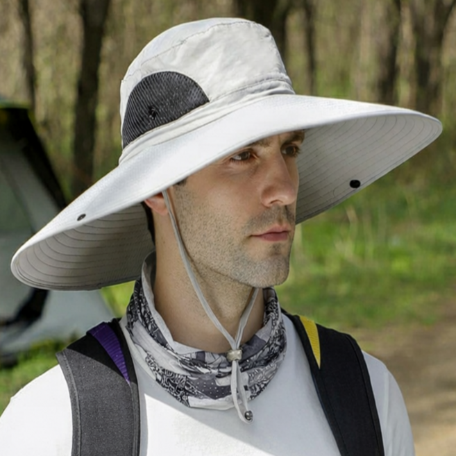 루세리온 햇빛차단 15cm 챙넓은 사파리 모자 등산 낚시 캠핑 농사 남성 여성, Free