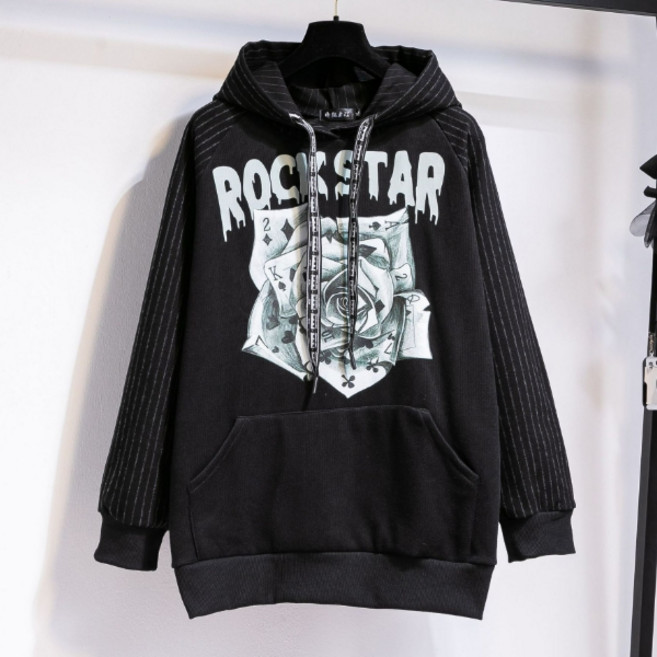 빅사이즈후드맨투맨 꽃 프린트 롱 기모 빅사이즈맨투맨 XL~7XL K203