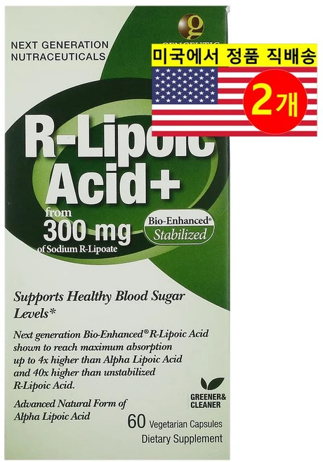 젠수틱내추럴 r-리포산플러스 300mg 베지캡슐 60정, 2개 - 쿠팡