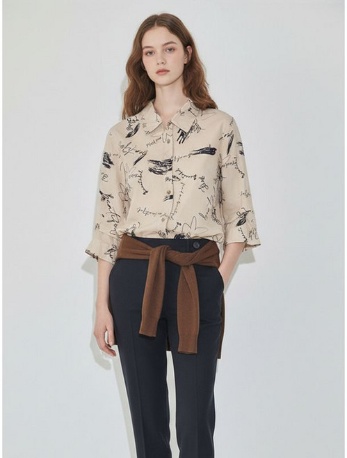 베스띠벨리 영문프린팅 7부 셔츠 BHBAH2402