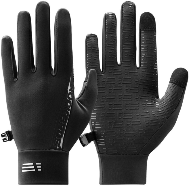 락브로스 그래핀 보온 장갑 방풍 터치스크린 논슬립 롱커프 장갑, 1개, 블랙