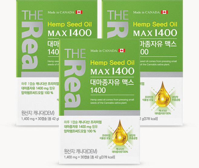 더리얼 대마종자유 맥스, 30정, 3개