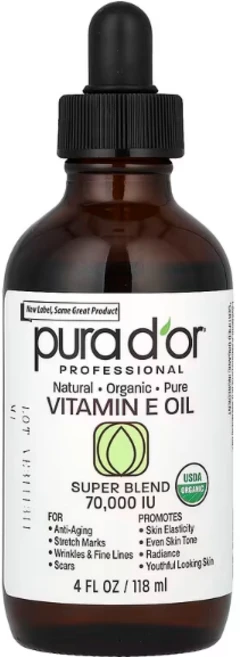 [국내당일배송] Pura D'or 퓨라도어 프로페셔널 비타민 E 오일 70 000IU, 1개, 118g - 쿠팡