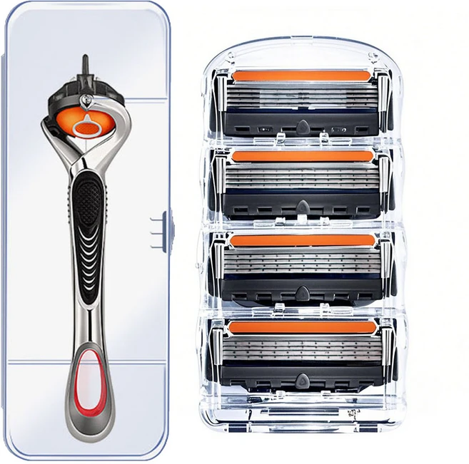스윙 면도기+면도날 4개 질레트 호환용, 1세트, 면도기+면도날 4개 세트 - 쿠팡