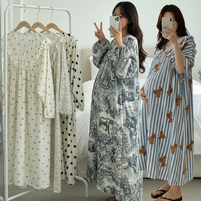 미야미 44 120 빅사이즈 만삭가능 임산부 롱원피스 임부복 추천 출산 선물 임신 임부