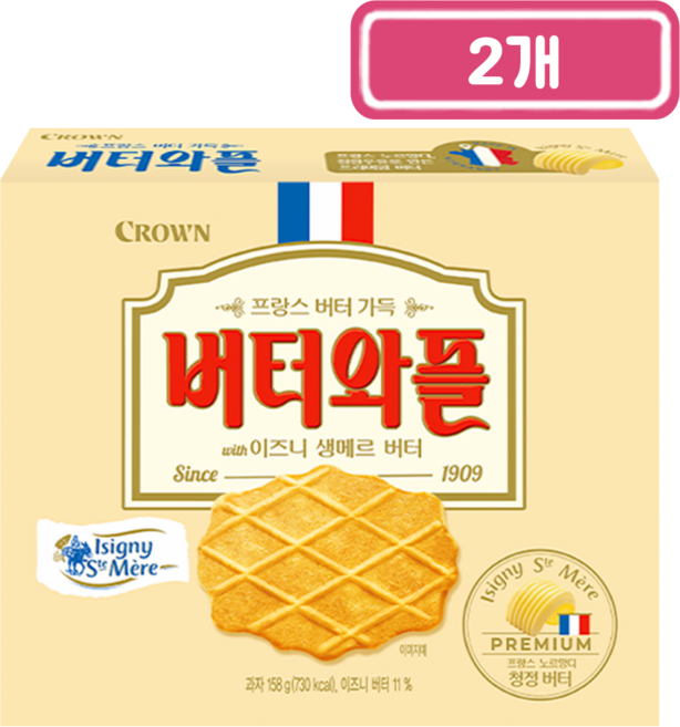 크라운)이즈니버터와플158g, 2개, 158g