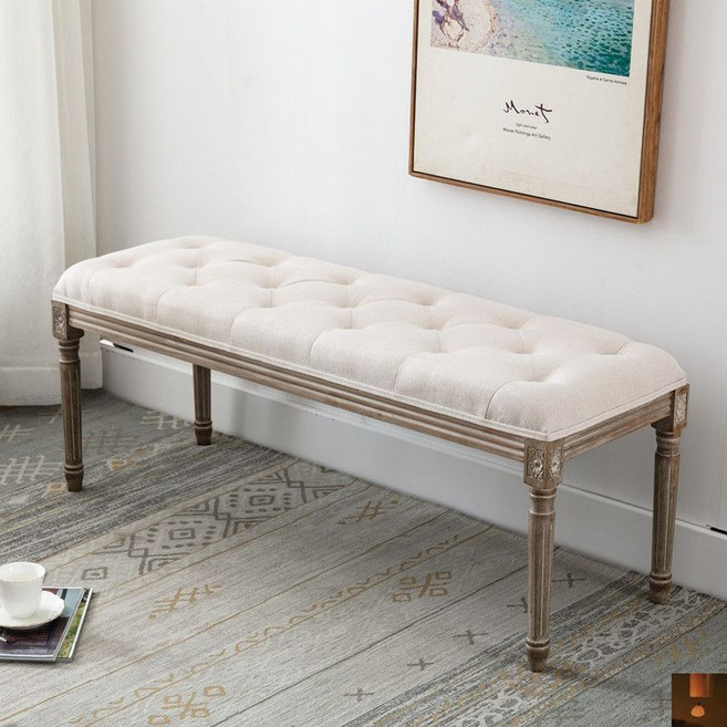 침대스툴 엔틱 보조 벤치쇼파 베드벤치 인테리어 소파 유럽, 베이지 120cm