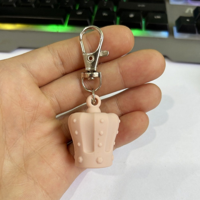 립제품 캡 키링 립글로스 립스틱 립밤 분실 방지 홀더 케이스, 1개, 크라운 살몬