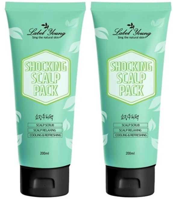라벨영 비듬+각질+두피스케일링 쇼킹두피팩 일반린스/컨디셔너, 200ml, 2개