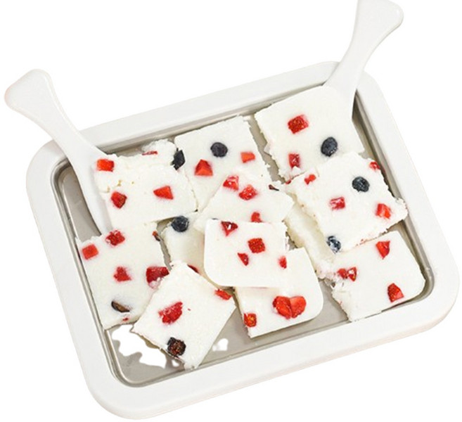 요거트아이스크림 철판아이스크림 스테인리스스틸 아이스크림 메이커, 흰색, 2개