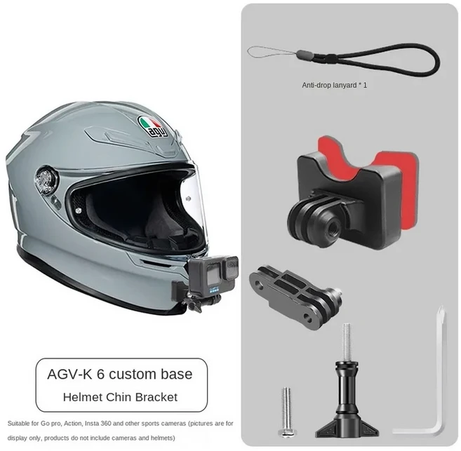 프리미엄 맞춤형 오토바이 헬멧 Shoei Agv Arai Go Pro Helm 용 액세서리 알루미늄 턱 액션 카메라 마운트, 15 For Agv K6
