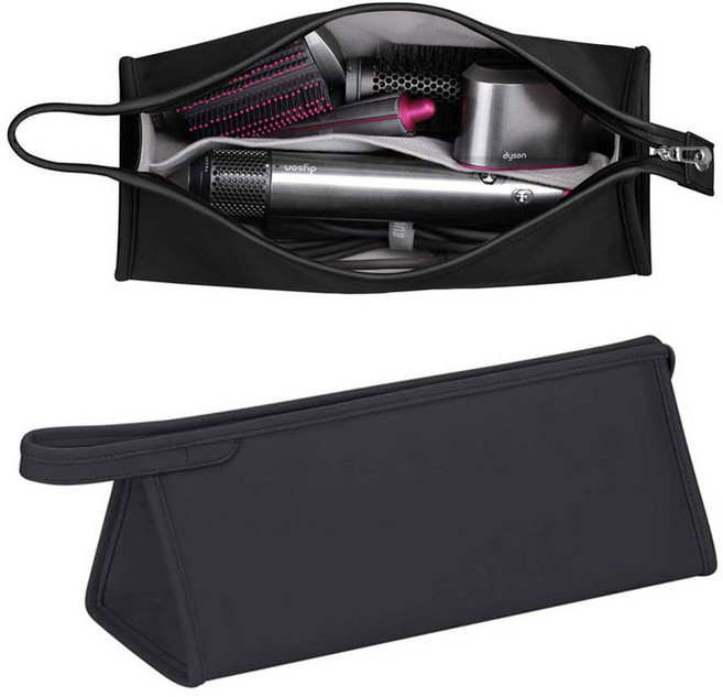 스냅케이스 고데기 드라이기 휴대용 가죽 파우치 케이스, 블랙