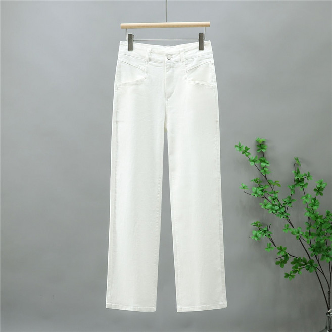 여성 일자핏 청바지 봄가을 캐주얼 기질 스판 데님 바지 루즈핏 슬림핏 와이드 바지 패션 하이웨스트 팬츠 YHY