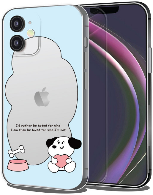 핫티몰 특이한 강아지 영문 레터링 투명 풀커버 젤리 휴대폰 케이스