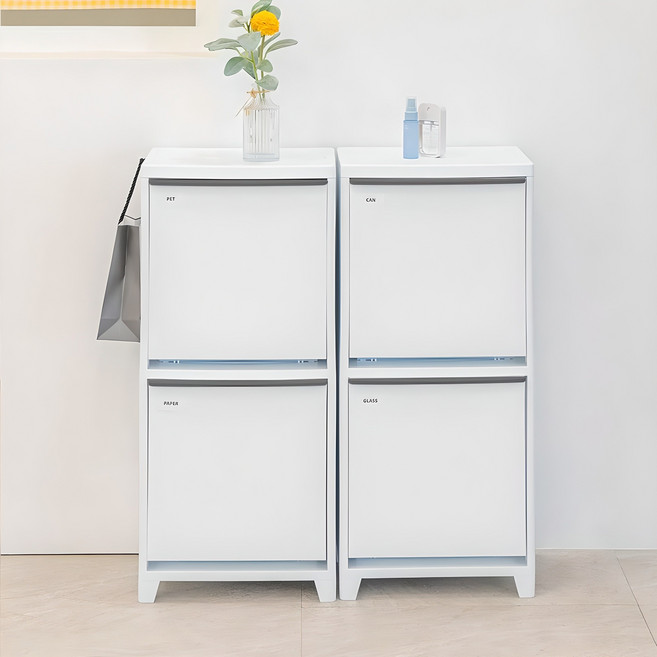 프랑코 스탠드 분리수거함 시리즈 / 휴지통 정리함 수납함, 화이트, 1개