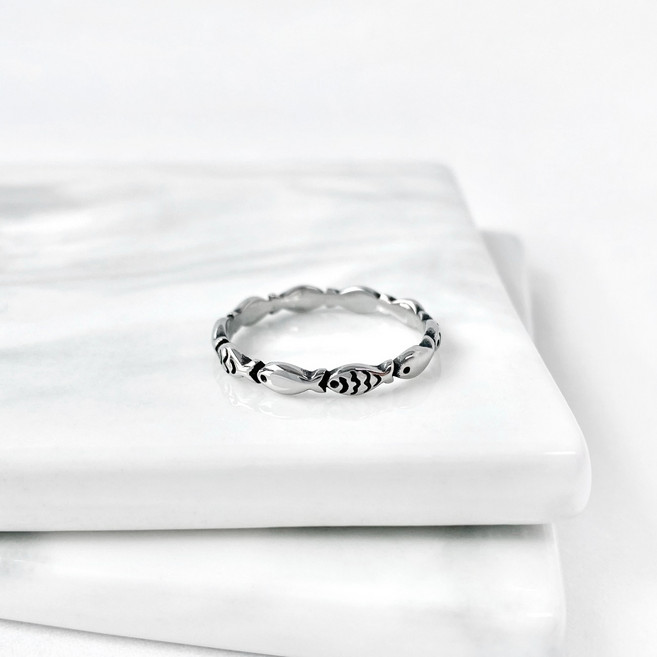 (무료각인) 써지컬 행운을 물어오는 물고기반지 학생 커플링 우정링 100일 기념일 선물