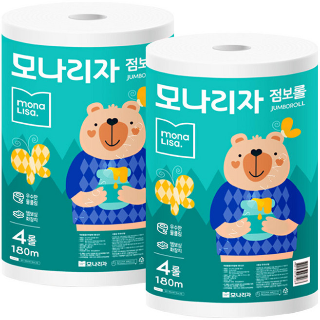 모나리자 점보롤, 180m, 2개, 4개입