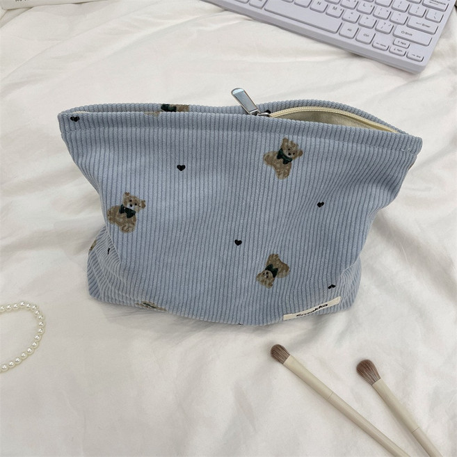 비비드 벌브 코듀로이 곰돌이 파우치 여성 화장품 다용도 이너백