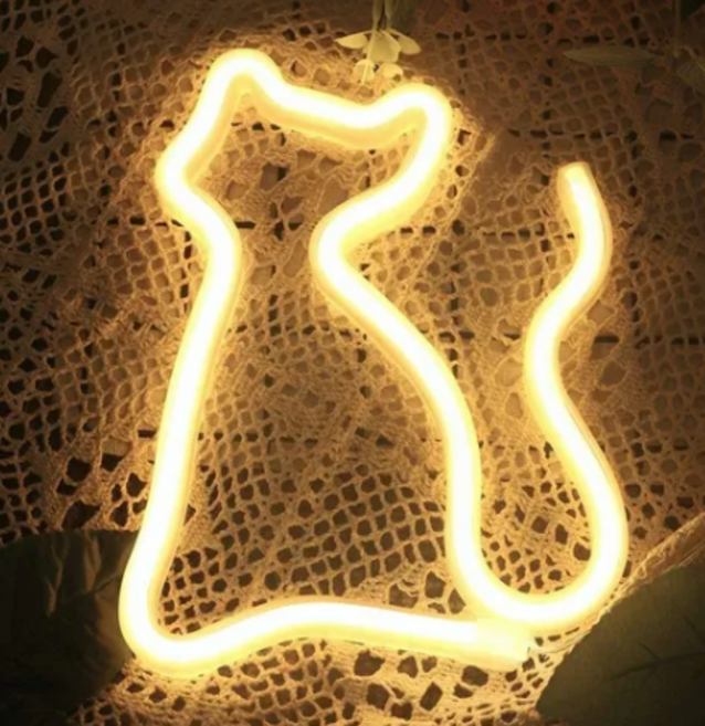 Ciaoo 고양이 LED 네온사인 무드등 인테리어조명, 1개, 웜화이트
