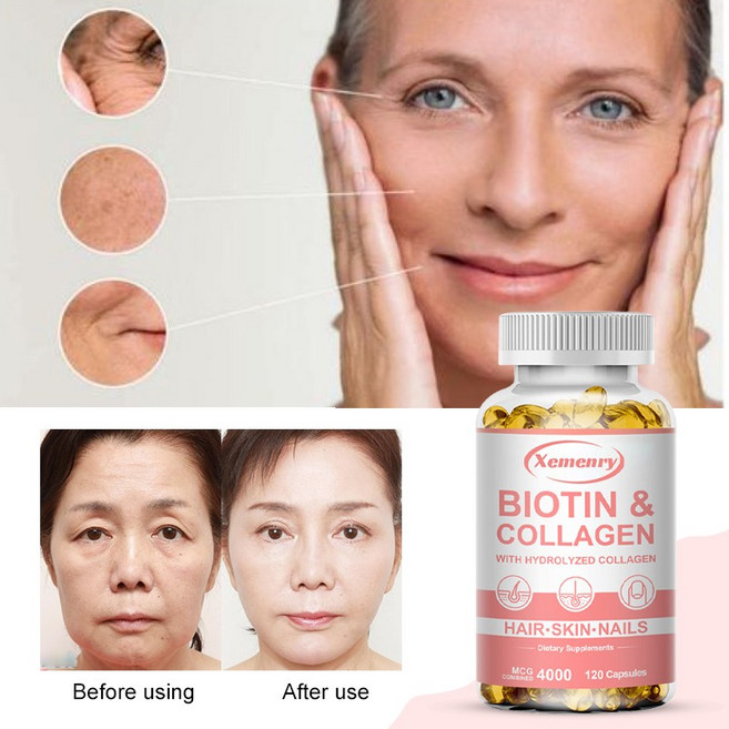 피부 모발 손톱 건강을 위한 프리미엄 콜라겐 비타민 캡슐, 1개, 60정
