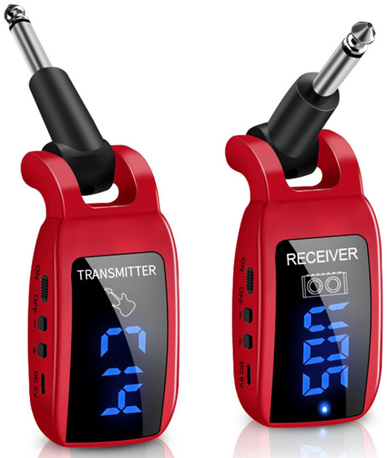 프리라이프 - UHF 기타 무선 송수신기 기타잭 충전식 전자악기 와이어리스 시스템 적색세트, 1세트