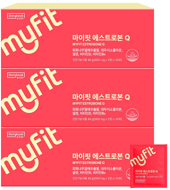 동국제약 마이핏 에스트로본 Q 여성 갱년기 영양제 호르몬 중년건강, 3박스, 60정