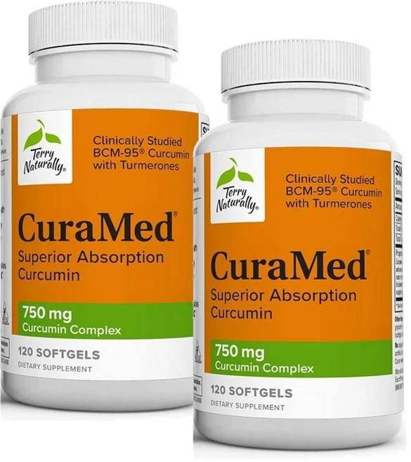 테리 내추럴리 큐라메드 750mg 커큐민 소프트젤 Terry Naturally CuraMed Curcumin, 120정, 2개 - 쿠팡