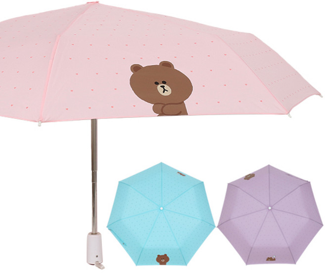 브라운앤프렌즈 3단 완전자동우산 [안전한 하트도트-70016]