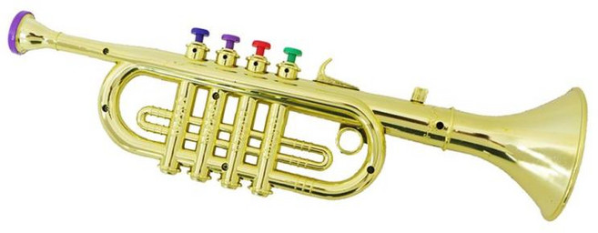 GHSHOP 3 금을 가진 아이 트럼펫 호른 관악기, 34cm, 플라스틱, 골드, 1개