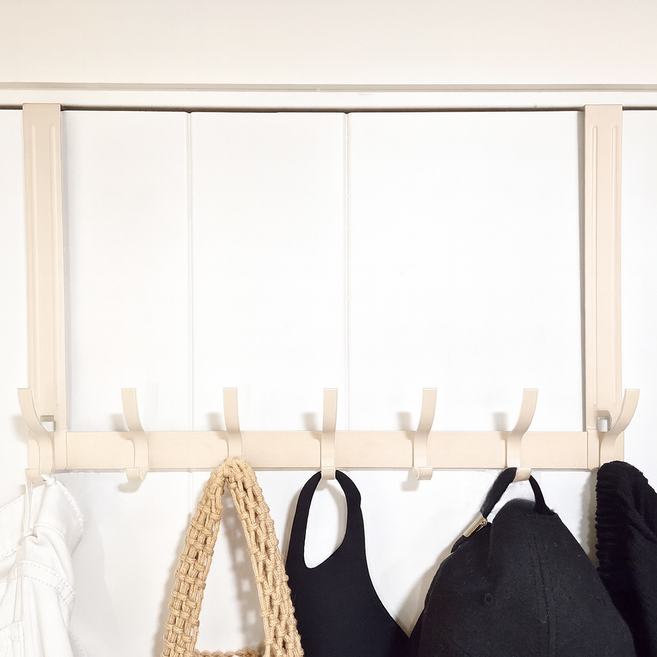 마이굿즈 튼튼한 무타공 도어 행거 초강력 고정 모자 가방 걸이 14구, 1개, 화이트 14구