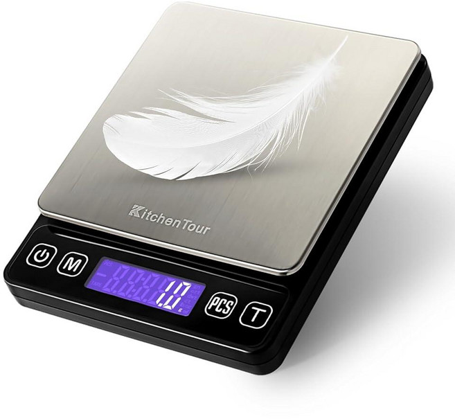 KitchenTour 디지털 주방 그램 저울 - 3000g/0.1g - 9개 유닛(g/oz/ml/lb/lb:oz/gn/ozt/DWT/ct) - 백라이트 LCD 디스플레이가 있는, KitchenTour 디지털 주방 그램 저울 - 300, 블랙